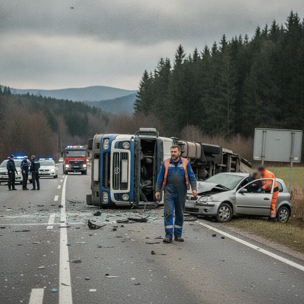 Accident pe DN13, între Feldioara și Hoghiz: amendă de 1.300 de lei