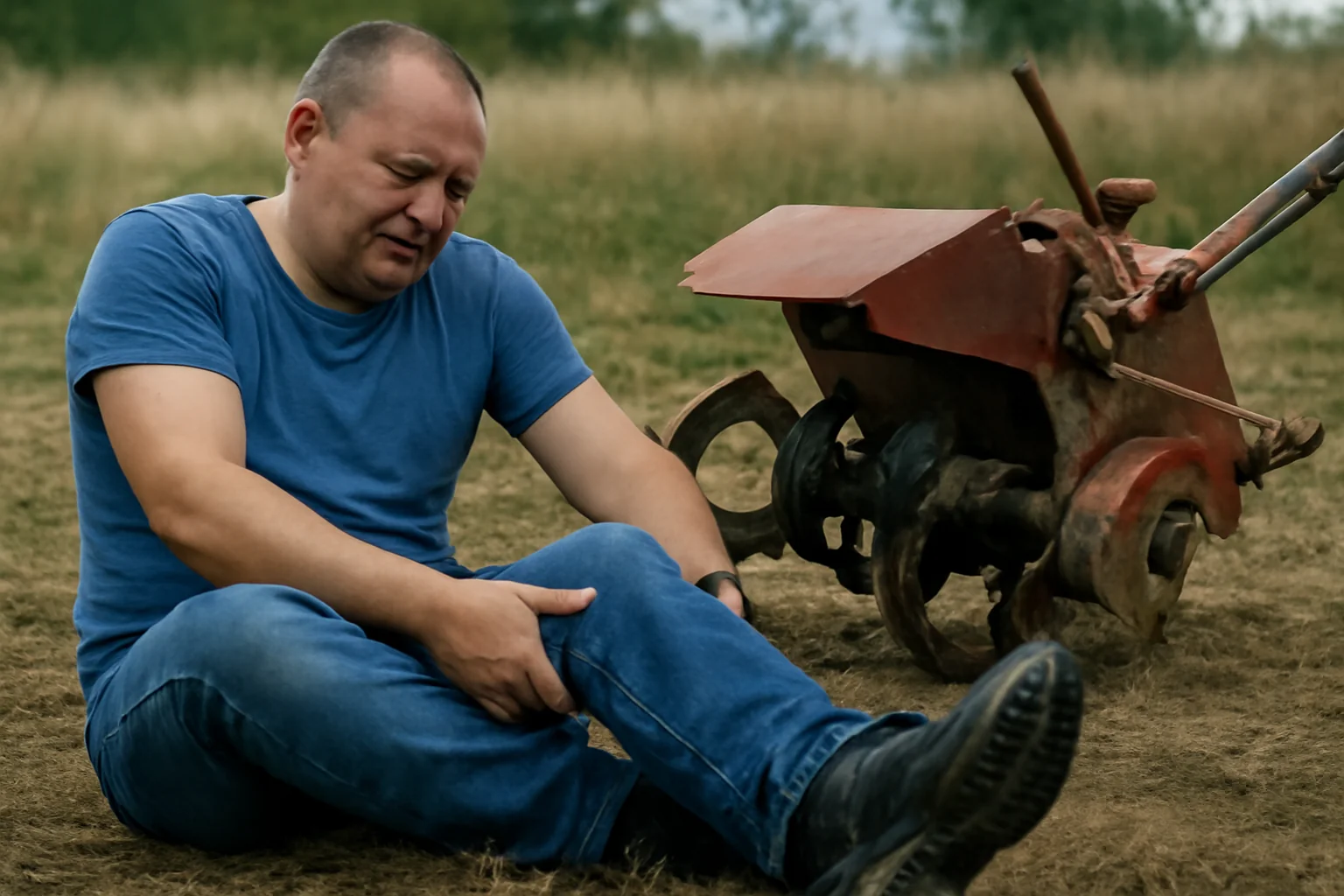 Bărbat din Buza, de 42 de ani, dus la spital după ce și-a prins piciorul într-un motocultor agricol.
