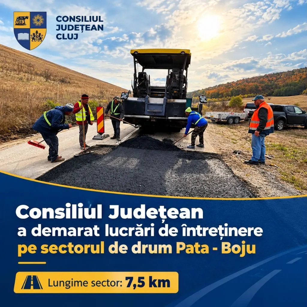 DJ 105S Pata – Boju: CJ Cluj demarează întreținere pe peste 7,5 km
