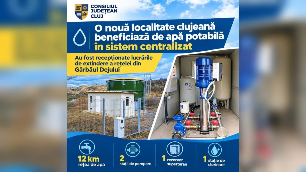 Gârbău Dejului: rețea de apă recepționată pe DJ 182F, Cășeiu