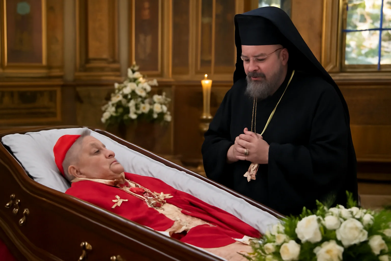 IPS Andrei, Mitropolitul Clujului, și-a exprimat recunoștința la Blaj în fața sicriului Cardinalului Lucian Mureșan, lider greco-catolic român.