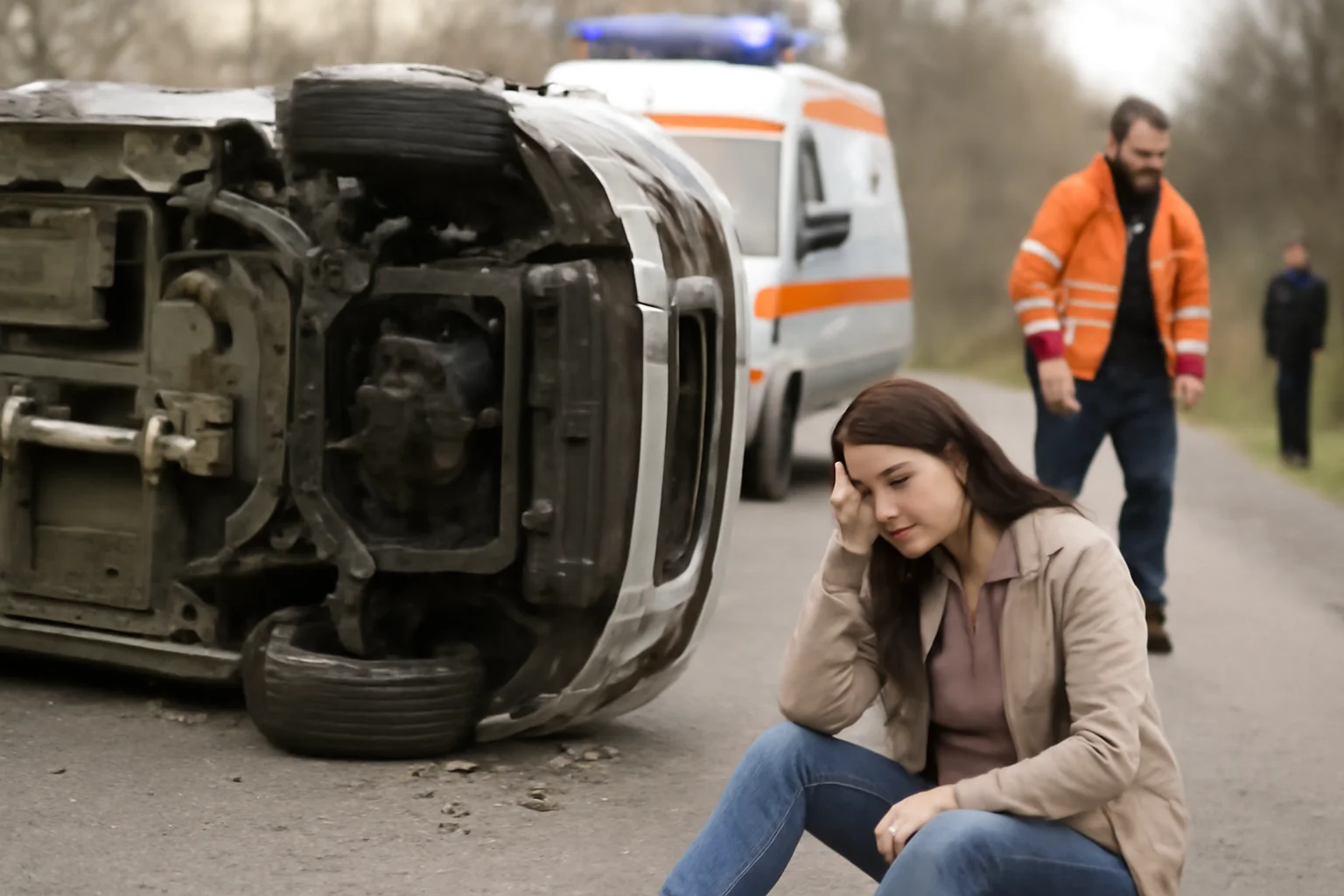 Microbuz răsturnat la Buru, în județul Cluj: o femeie rănită și transportată la spital