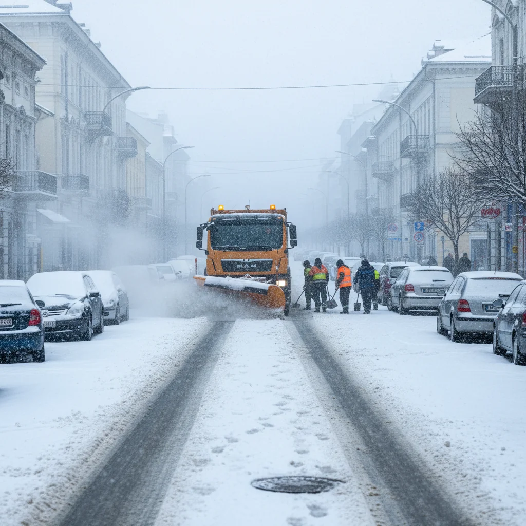 Ninsoare la Cluj-Napoca pe 14 ianuarie și intervenții de deszăpezire pe marile artere