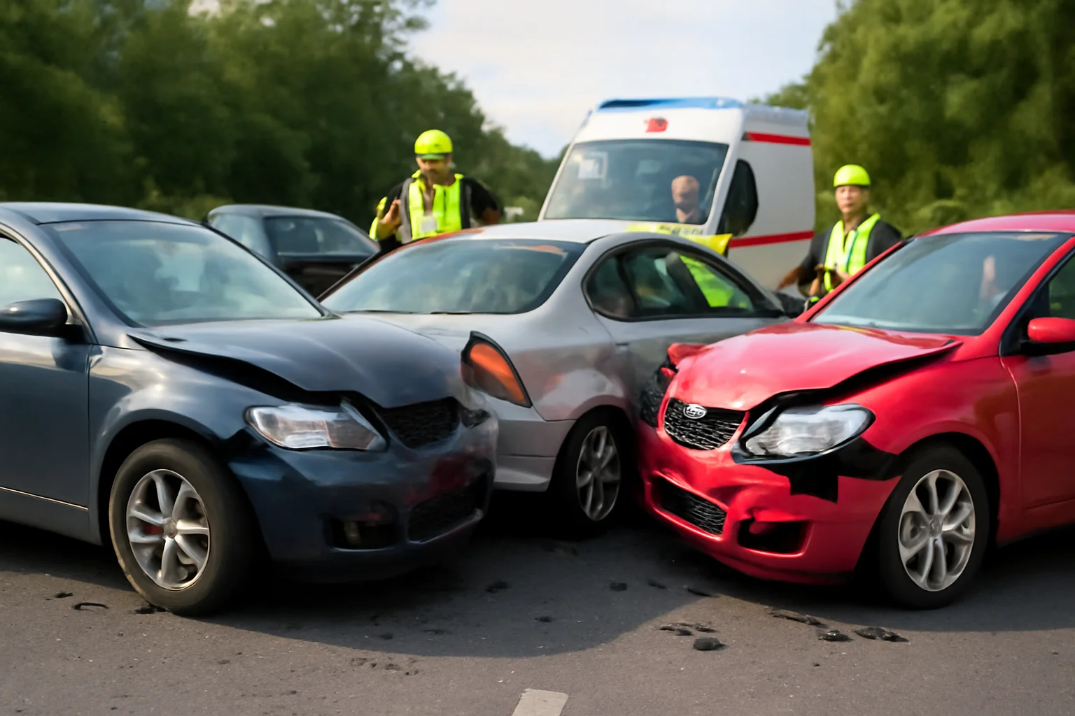 Patru mașini implicate, trei persoane transportate la spital!