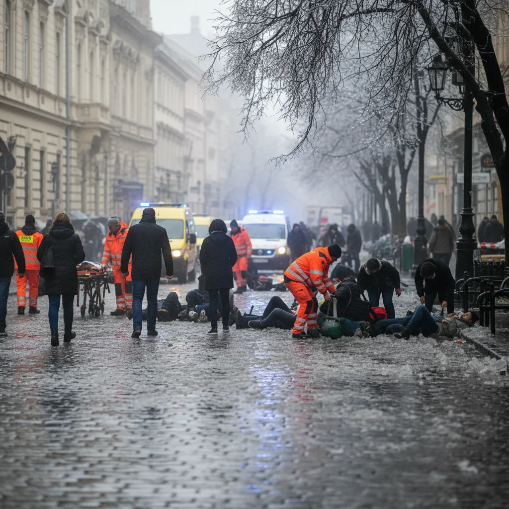 Ploaie înghețată la Cluj-Napoca pe 3 ianuarie: aproximativ 50 de persoane rănite pe gheață