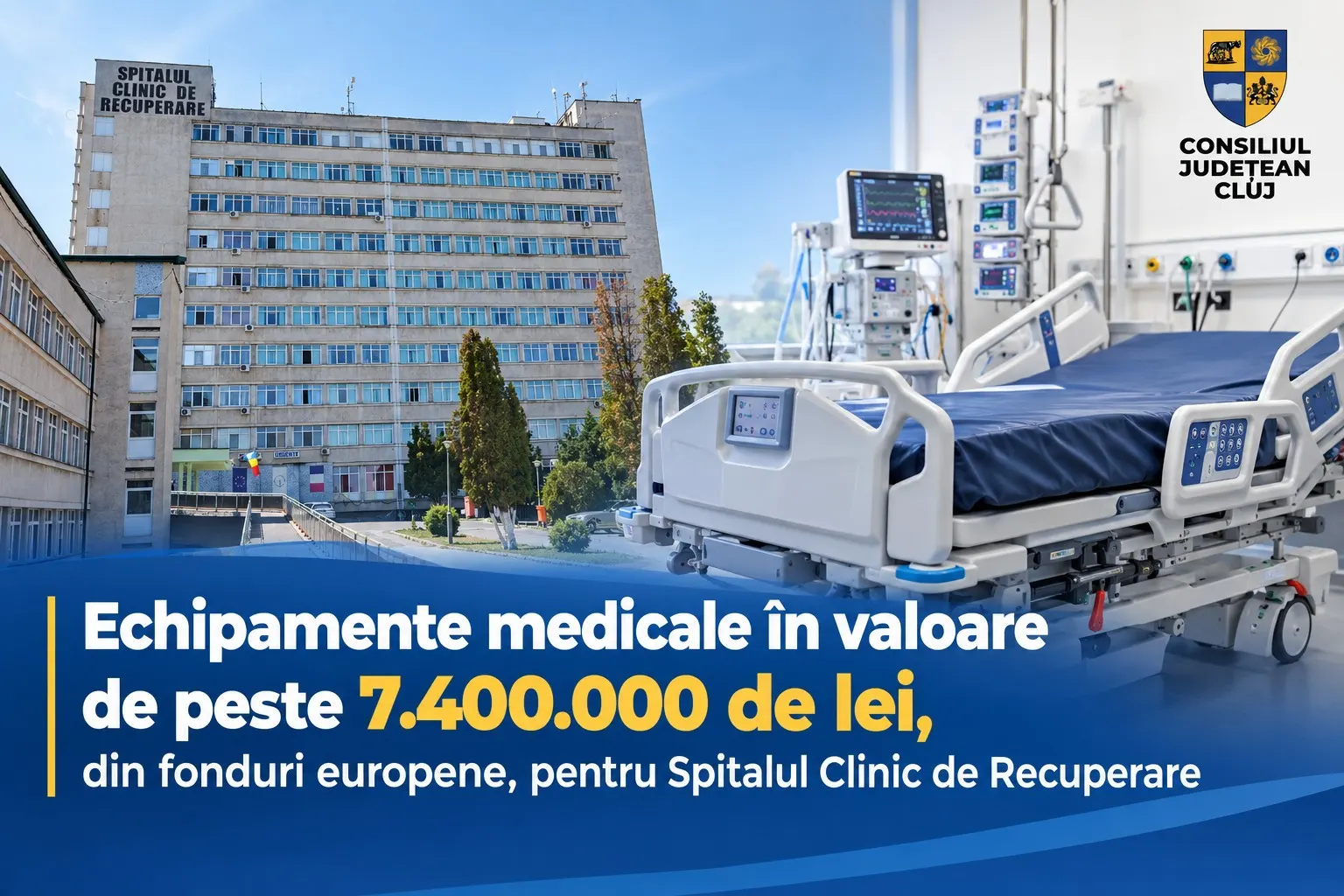 Spitalul de Recuperare Cluj: echipamente medicale de peste 7,4 milioane lei din fonduri europene