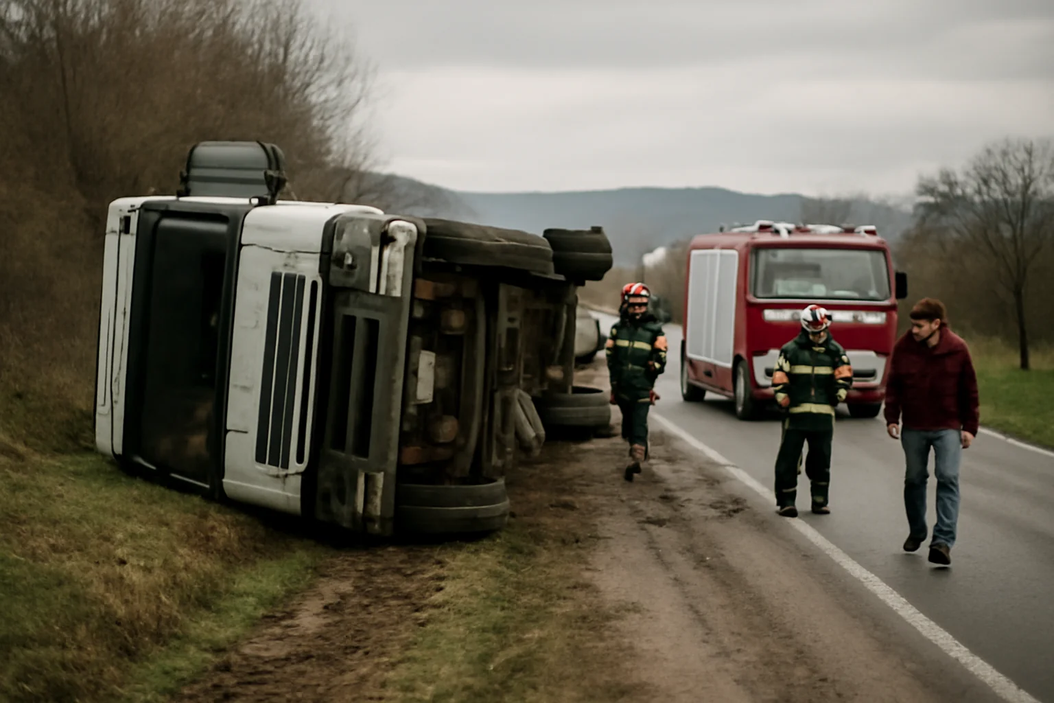 TIR răsturnat la Nădășelu, bărbat rănit în incidentul urgent