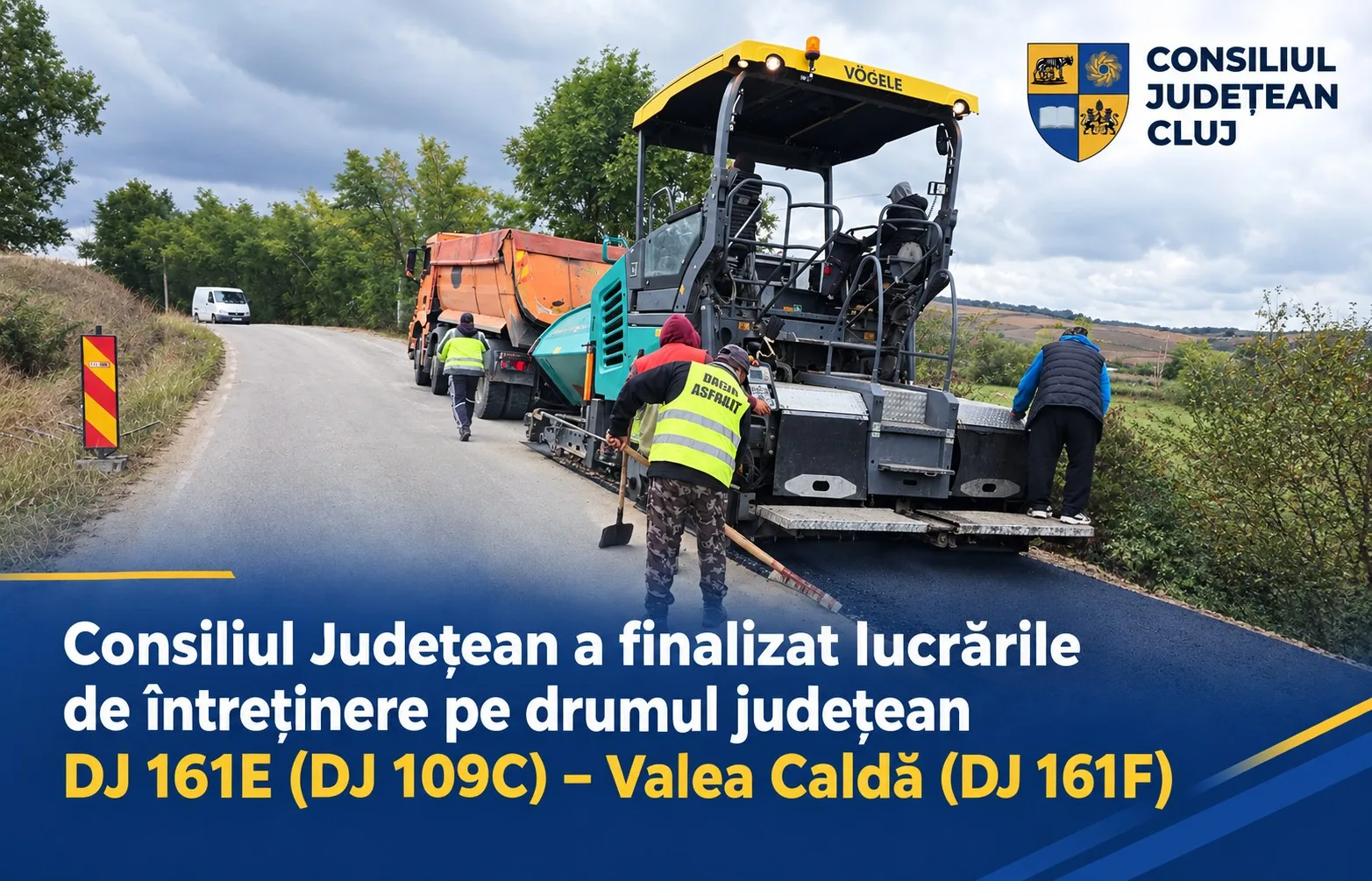 Valea Caldă: CJ Cluj a finalizat întreținerea pe DJ 161E, peste 2,5 km