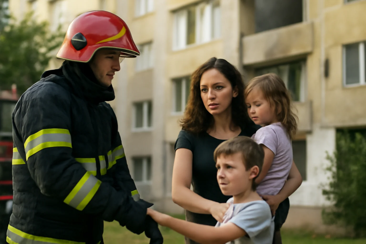 VIDEO. Foc într-un apartament din Florești, un adult și doi copii au ieșit singuri afară